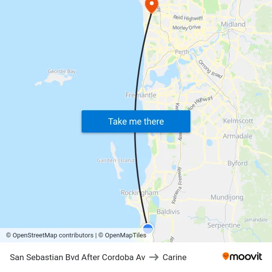 San Sebastian Bvd After Cordoba Av to Carine map