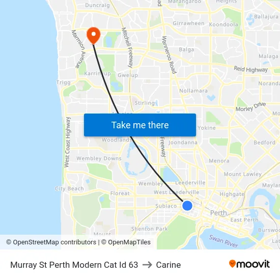 Murray St Perth Modern Cat Id 63 to Carine map