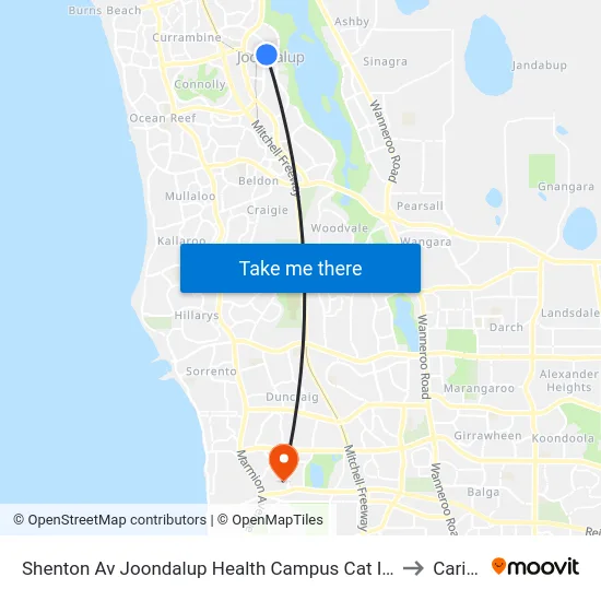 Shenton Av Joondalup Health Campus Cat Id 17 to Carine map