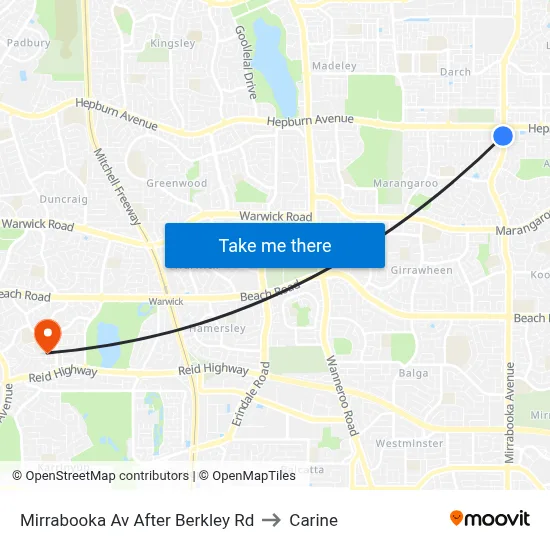 Mirrabooka Av After Berkley Rd to Carine map