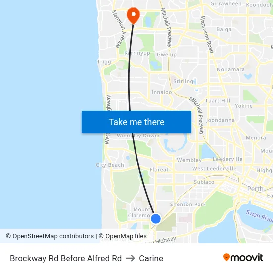 Brockway Rd Before Alfred Rd to Carine map