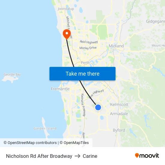 Nicholson Rd After Broadway to Carine map