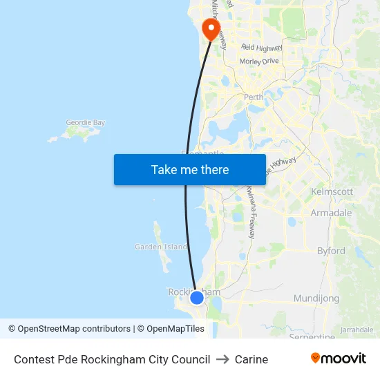Contest Pde Rockingham City Council to Carine map