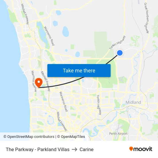 The Parkway   - Parkland Villas to Carine map