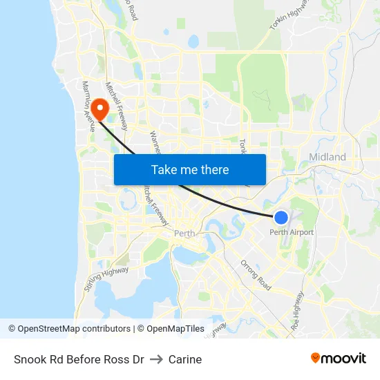 Snook Rd Before Ross Dr to Carine map