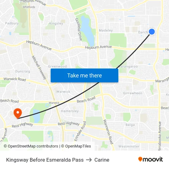 Kingsway   Before Esmeralda Pass to Carine map