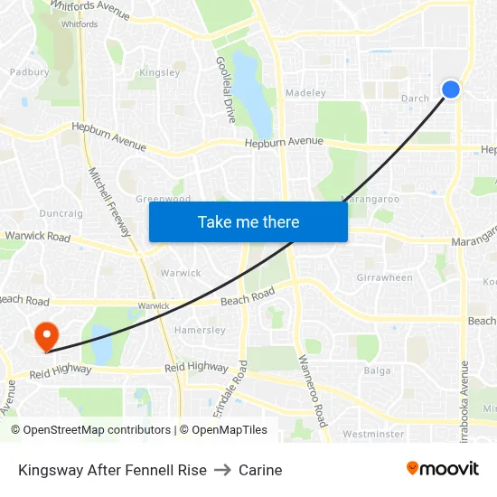 Kingsway   After Fennell Rise to Carine map