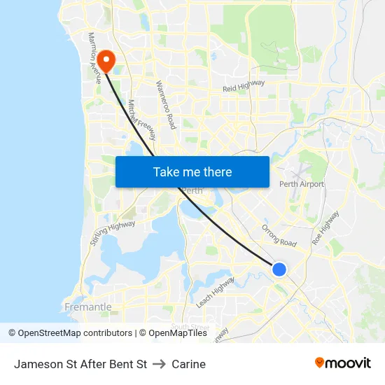 Jameson St After Bent St to Carine map