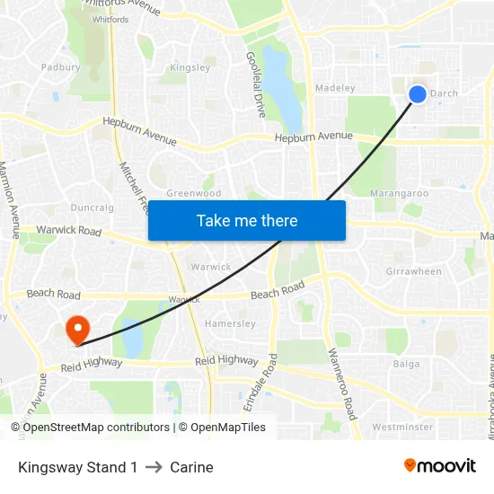 Kingsway   Stand 1 to Carine map