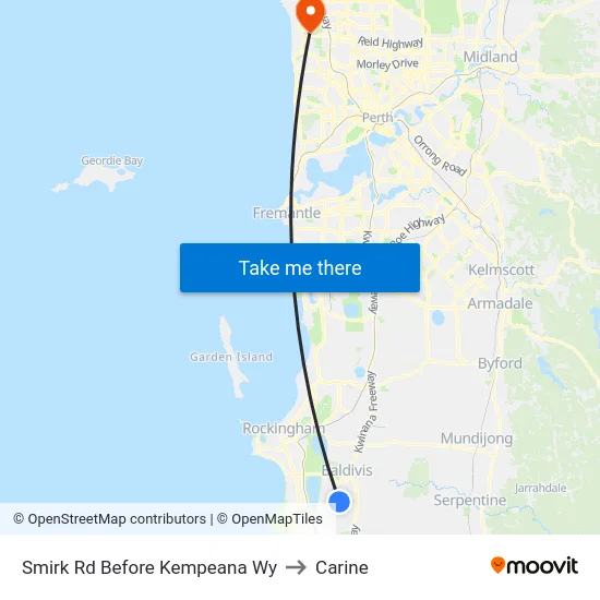 Smirk Rd Before Kempeana Wy to Carine map