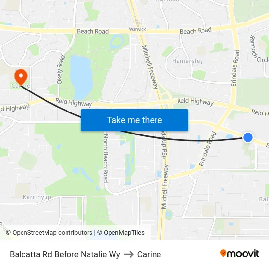 Balcatta Rd Before Natalie Wy to Carine map