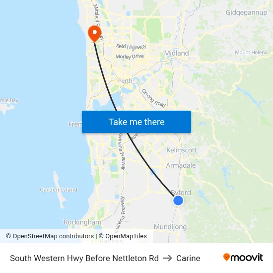 South Western Hwy Before Nettleton Rd to Carine map