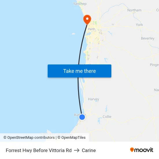 Forrest Hwy Before Vittoria Rd to Carine map
