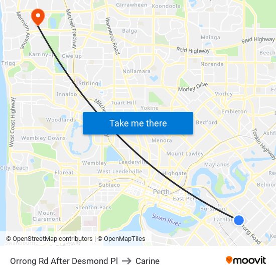 Orrong Rd After Desmond Pl to Carine map