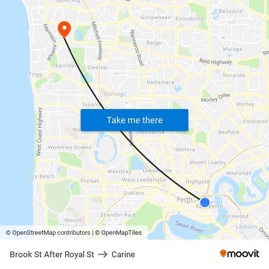 Brook St After Royal St to Carine map