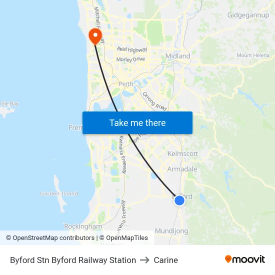 Byford Stn Byford Railway Station to Carine map