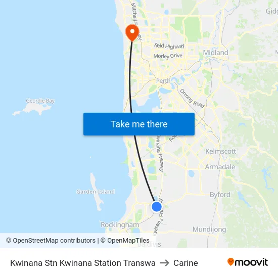 Kwinana Stn Kwinana Station Transwa to Carine map