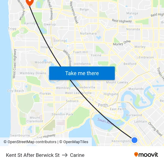 Kent St After Berwick St to Carine map