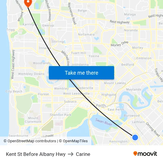 Kent St Before Albany Hwy to Carine map