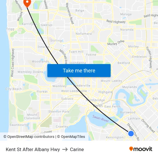 Kent St After Albany Hwy to Carine map