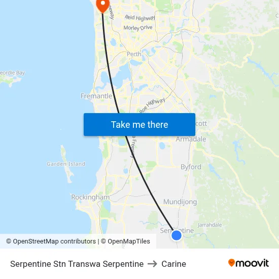 Serpentine Stn Transwa Serpentine to Carine map
