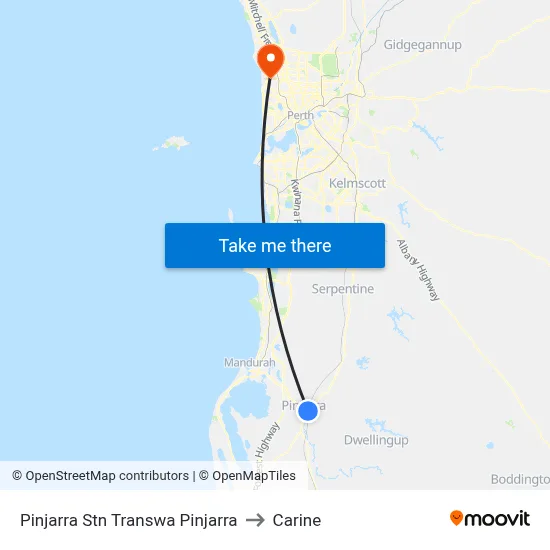 Pinjarra Stn Transwa Pinjarra to Carine map
