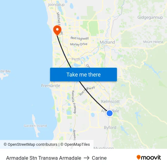 Armadale Stn Transwa Armadale to Carine map