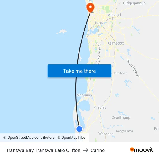 Transwa Bay Transwa Lake Clifton to Carine map