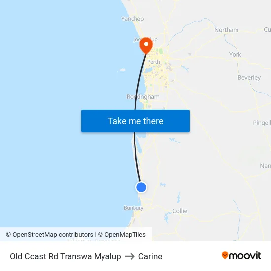 Old Coast Rd Transwa Myalup to Carine map