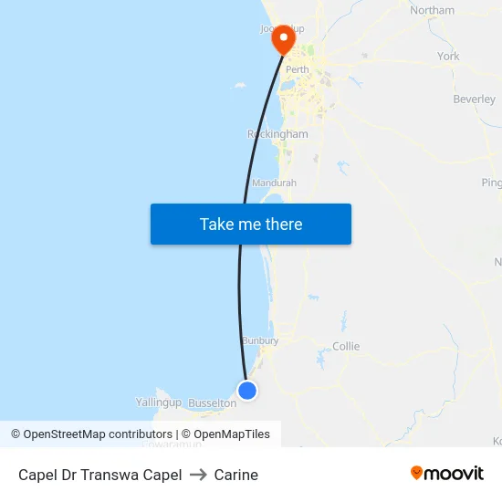 Capel Dr Transwa Capel to Carine map