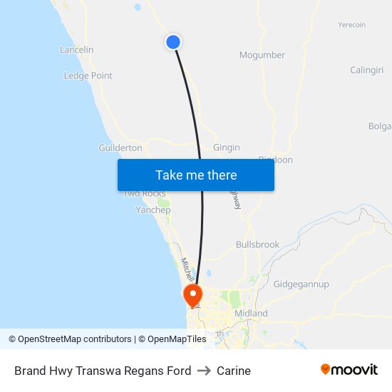 Brand Hwy Transwa Regans Ford to Carine map