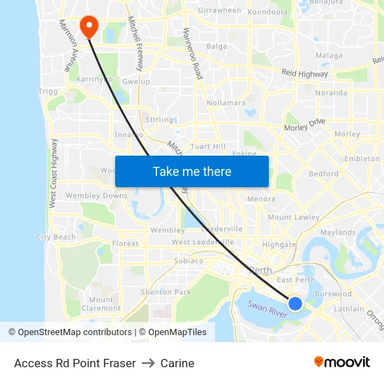 Access Rd Point Fraser to Carine map