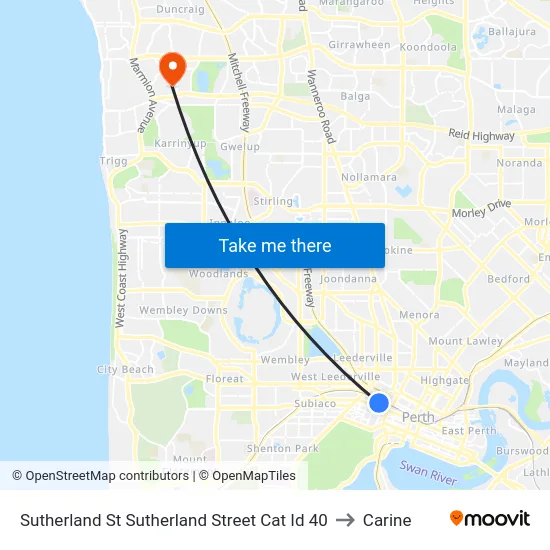 Sutherland St Sutherland Street Cat Id 40 to Carine map