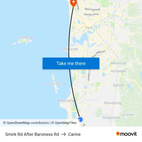 Smirk Rd After Baroness Rd to Carine map
