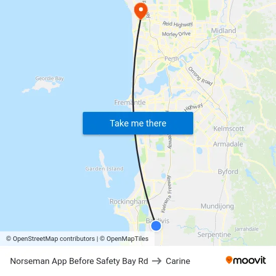 Norseman App Before Safety Bay Rd to Carine map