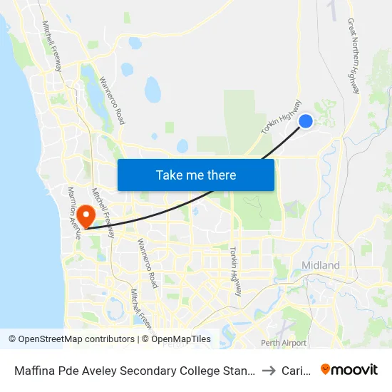 Maffina Pde Aveley Secondary College Stand 3 to Carine map