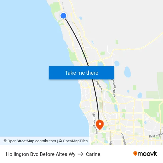 Hollington Bvd Before Altea Wy to Carine map