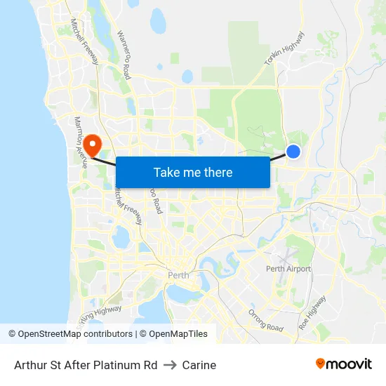 Arthur St After Platinum Rd to Carine map