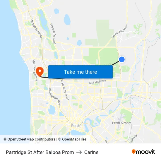 Partridge St After Balboa Prom to Carine map