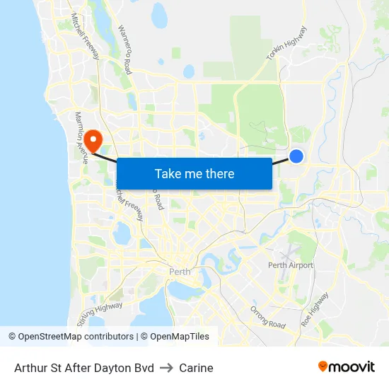 Arthur St After Dayton Bvd to Carine map