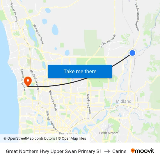 Great Northern Hwy Upper Swan Primary S1 to Carine map
