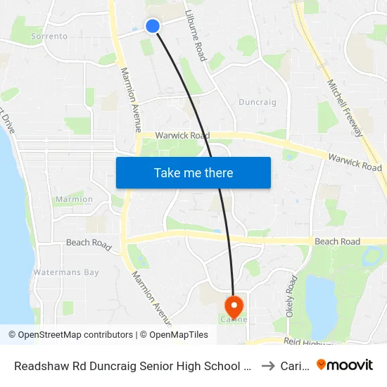 Readshaw Rd Duncraig Senior High School Stand 4 to Carine map