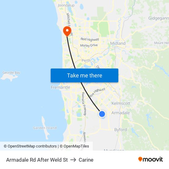 Armadale Rd After Weld St to Carine map