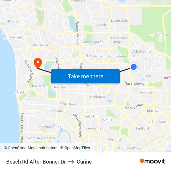 Beach Rd After Bonner Dr to Carine map