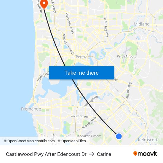 Castlewood Pwy After Edencourt Dr to Carine map