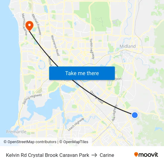 Kelvin Rd Crystal Brook Caravan Park to Carine map