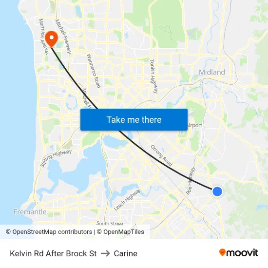 Kelvin Rd After Brock St to Carine map