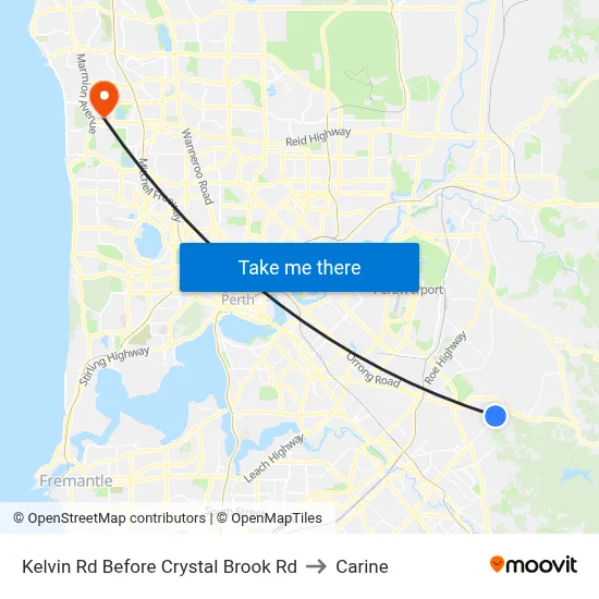 Kelvin Rd Before Crystal Brook Rd to Carine map
