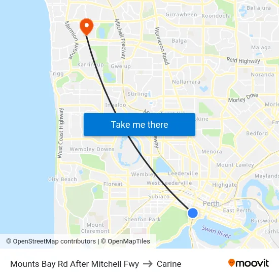 Mounts Bay Rd After Mitchell Fwy to Carine map