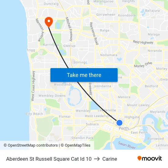 Aberdeen St Russell Square Cat Id 10 to Carine map